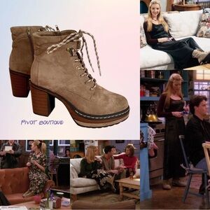 Heeled Tan Combat Boots Inspired by Phoebe Buffay on Friends